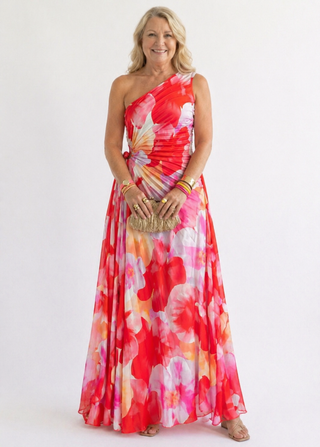 Vivian & Claire™ | Vibrant Tropical Evening Dress