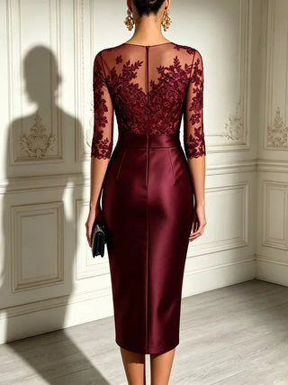 Velia | Black Lace Bodice Midi Dress