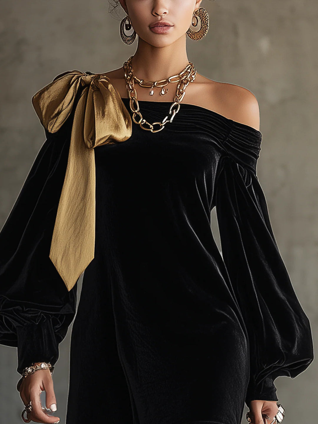 Simone | Black Velvet Off-Shoulder Mini Dress