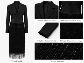 Sandra | Sequin Fringe Blazer Midi Dress