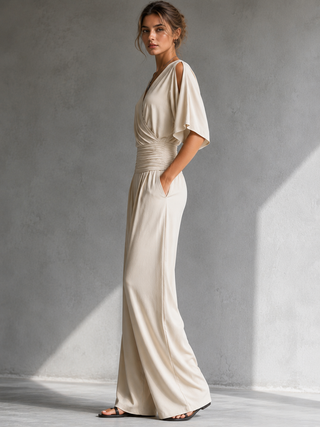 Zeni | Elegant Wrap Jumpsuit with Wide Legs