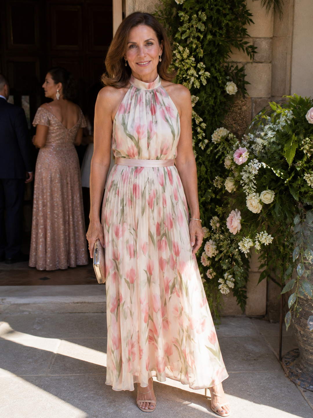 Vivian & Claire™ | Halter Neck Floral Midi Dress