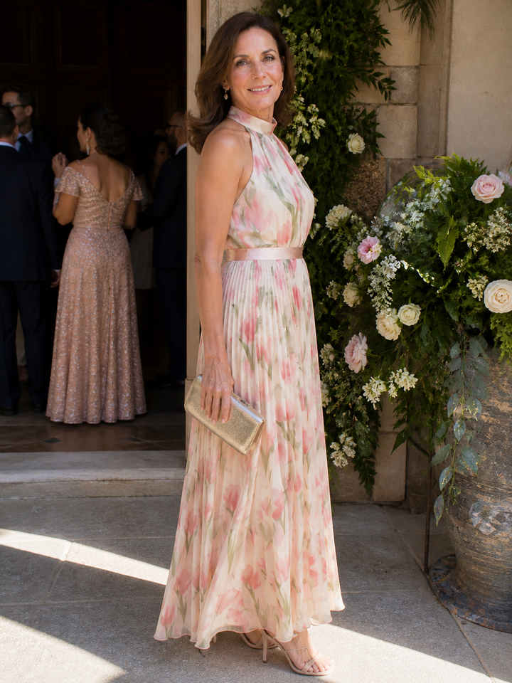 Vivian & Claire™ | Halter Neck Floral Midi Dress