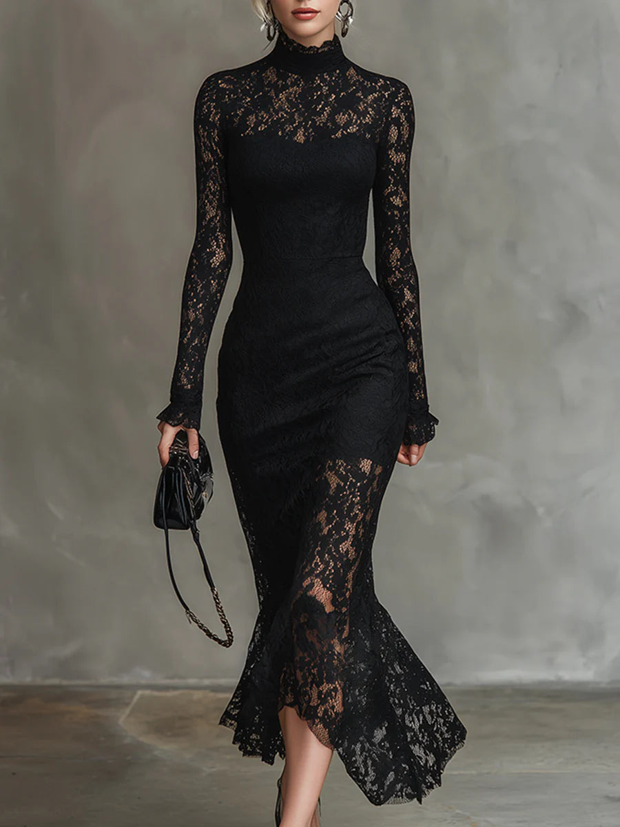 Diana | Stretch Lace Fishtail Maxi Dress