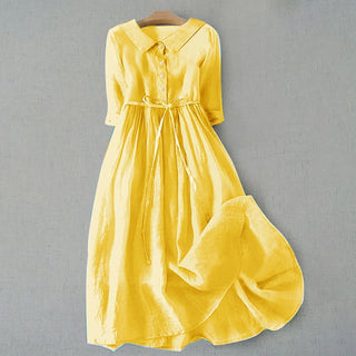 Matilda Clarke | Linen Midi Dress with Tie Waist For Women