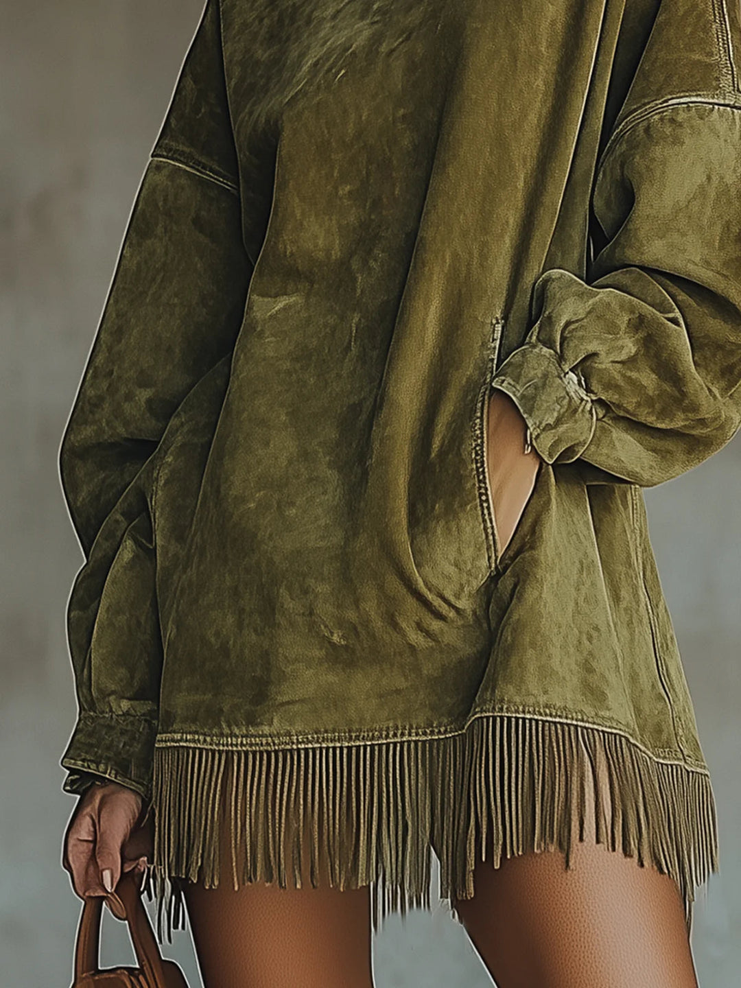 Gabriella | Faux-Suede Fringe Dress