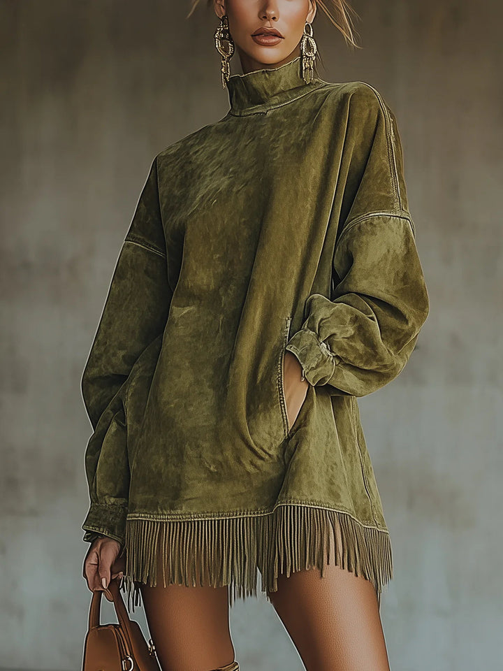 Gabriella | Faux-Suede Fringe Dress