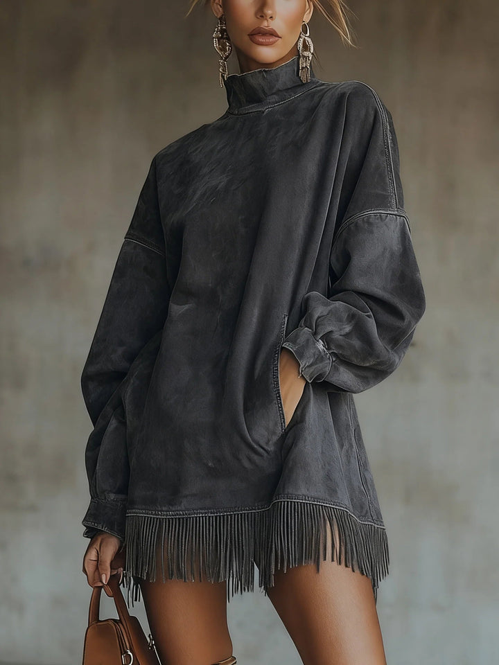 Gabriella | Faux-Suede Fringe Dress