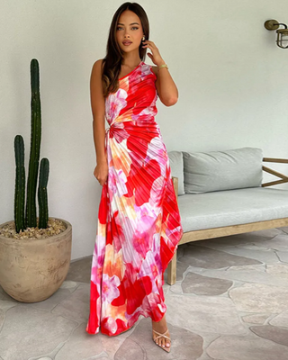 Vivian & Claire™ | Vibrant Tropical Evening Dress