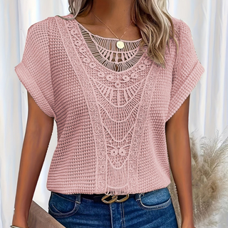 V|C - Crochet Trim Waffle Knit Top Sharon
