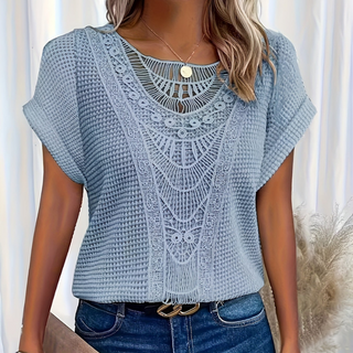 V|C - Crochet Trim Waffle Knit Top Sharon