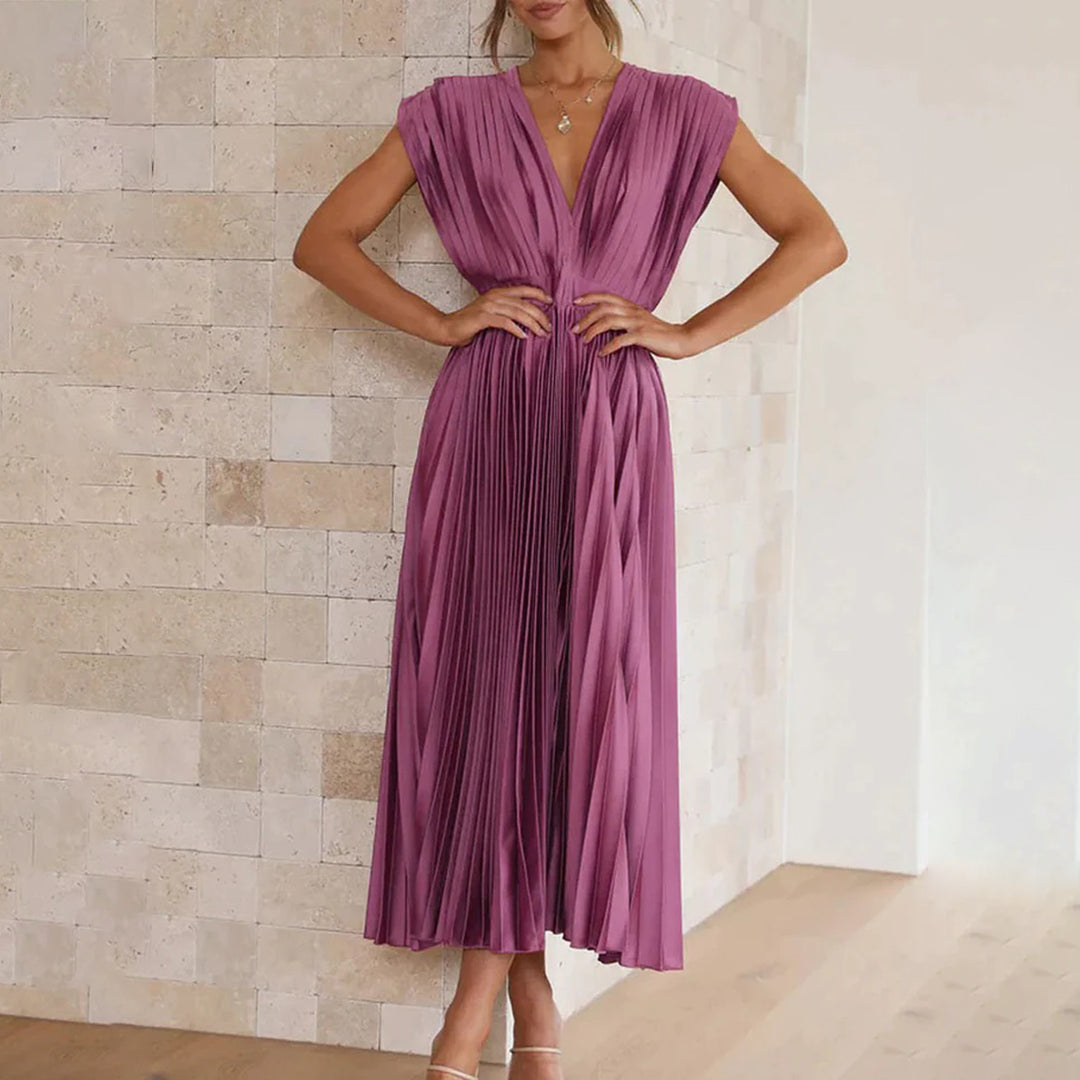Vivian & Claire™ | Timeless Pleated Midi Dress