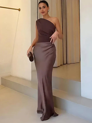 Vivian & Claire™ | Maxi Dress with a Guilt in Satin
