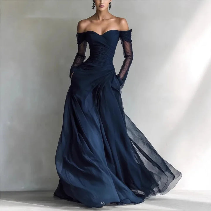 Eleonora | Off-Shoulder Mesh-Inset Maxi Dress