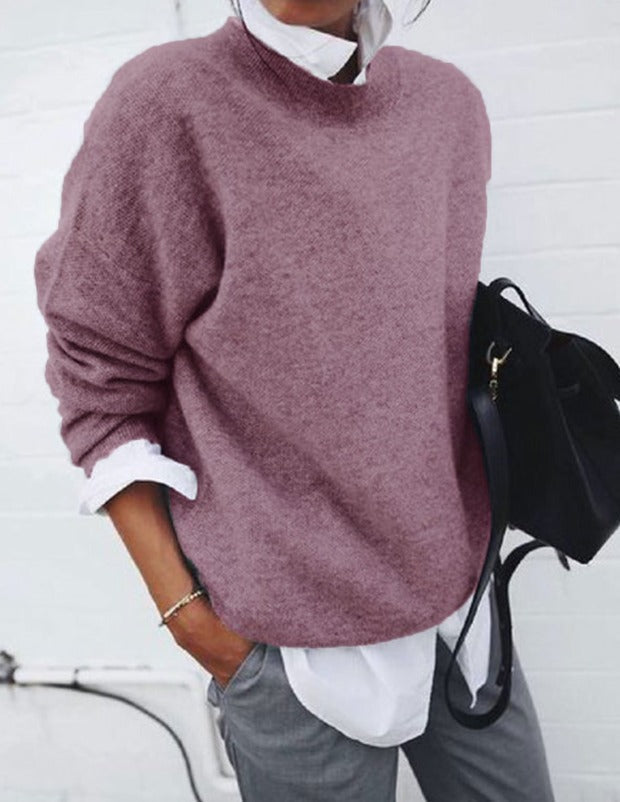 V|C - Soft Crewneck Pullover Sweater Rose
