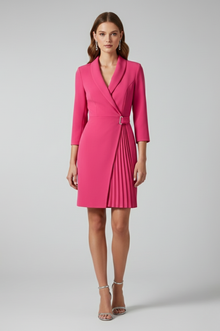 Women’s Blazer Dress with Notched Collar and Straight Hem