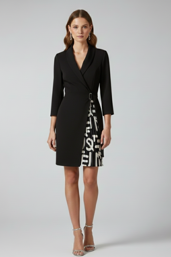 Women’s Blazer Dress with Notched Collar and Straight Hem