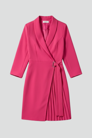 Women’s Blazer Dress with Notched Collar and Straight Hem