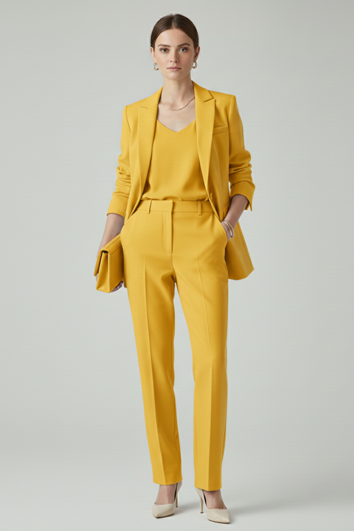 Women’s Blazer Set with Defined Shape and Straight-Leg Trousers