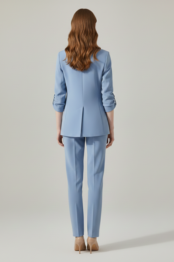 Women’s Blazer Set with Notched Lapel and Straight-Leg Trousers