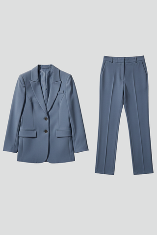 Women’s Blazer and Trousers Set with Notched Lapel and Straight Legs