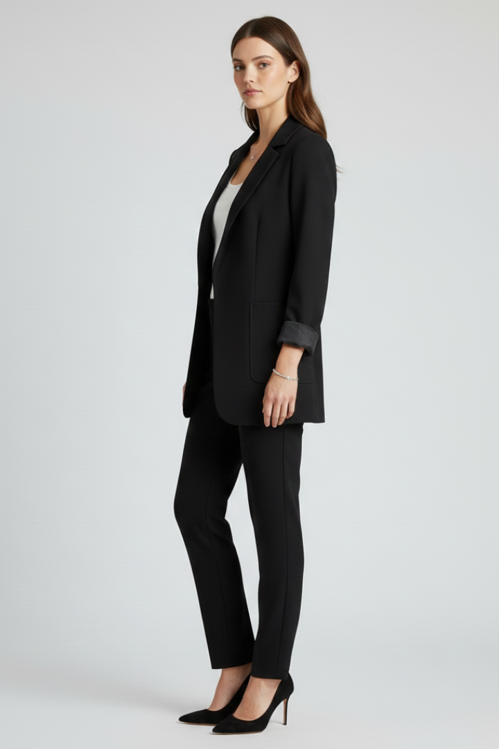 Women’s Blazer with Open Front and Structured Lapel