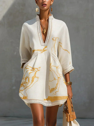 Dorotea | Gold Marble Print Mini Dress