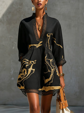 Dorotea | Gold Marble Print Mini Dress