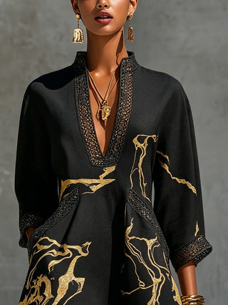 Dorotea | Gold Marble Print Mini Dress