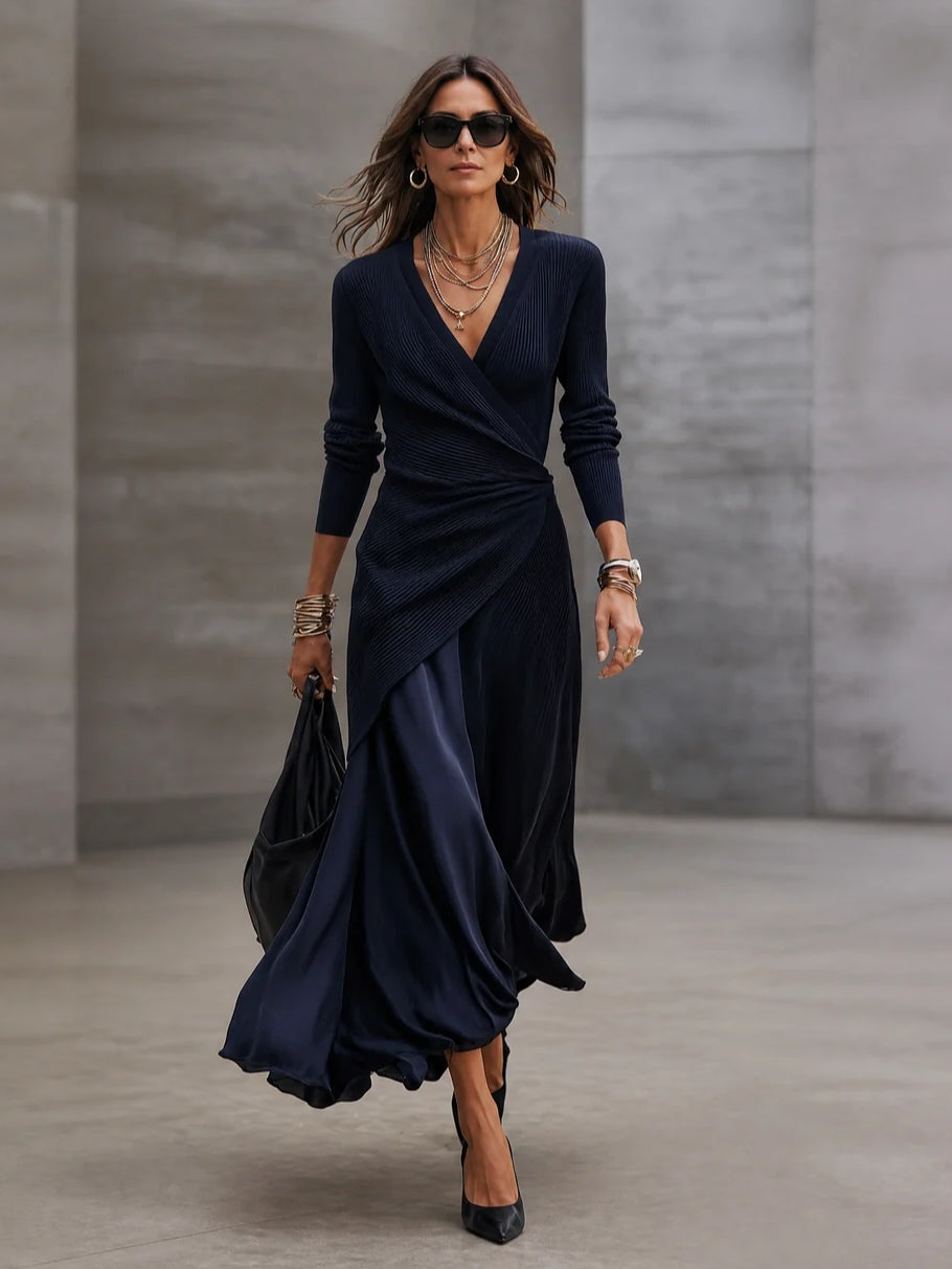 Olimpia | Asymmetric V-Neck Maxi Dress