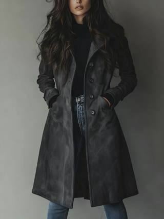 Daniella™ | Vintage Button Front Longline Coat