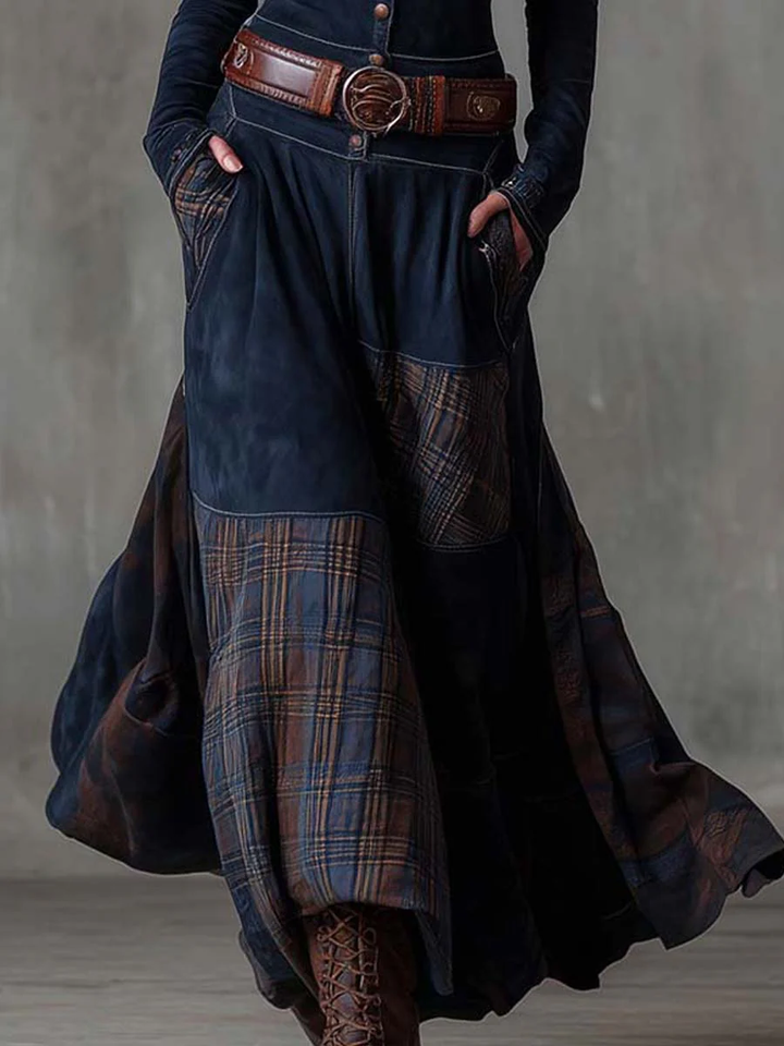 Elisa | Faux Suede Maxi Dress with Belt