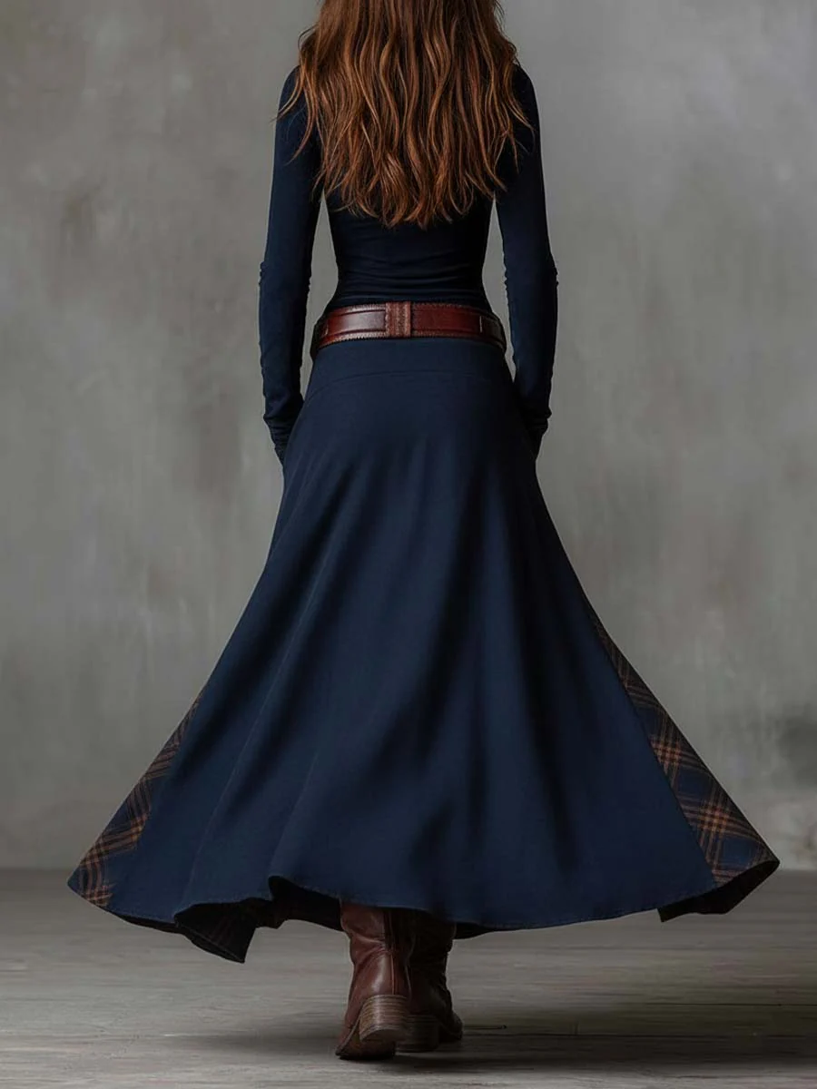 Elisa | Faux Suede Maxi Dress with Belt