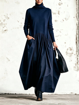 Ilaria | Oversized Turtleneck Maxi Dress with Pockets