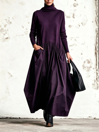 Ilaria | Oversized Turtleneck Maxi Dress with Pockets
