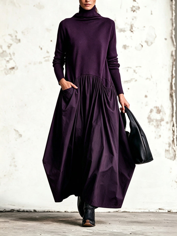 Ilaria | Oversized Turtleneck Maxi Dress with Pockets