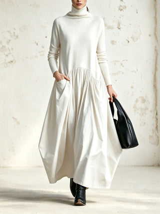 Ilaria | Oversized Turtleneck Maxi Dress with Pockets