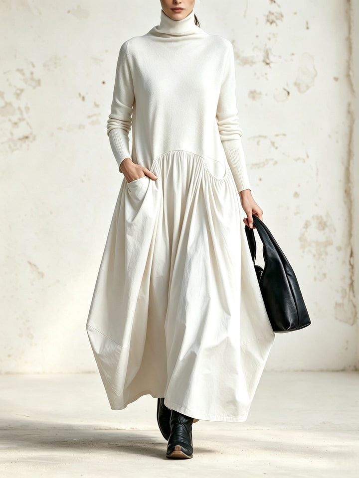 Ilaria | Oversized Turtleneck Maxi Dress with Pockets