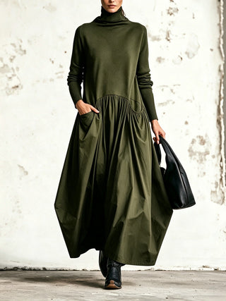 Ilaria | Oversized Turtleneck Maxi Dress with Pockets