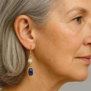 Cassandra Sapphire Pearl Earrings