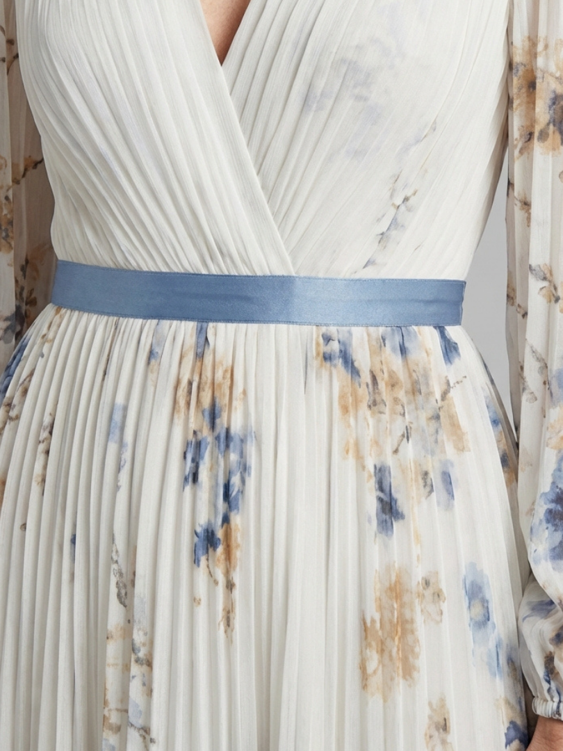 Vivian & Claire™ | Long Sleeve V Neck Floral Maxi Dress