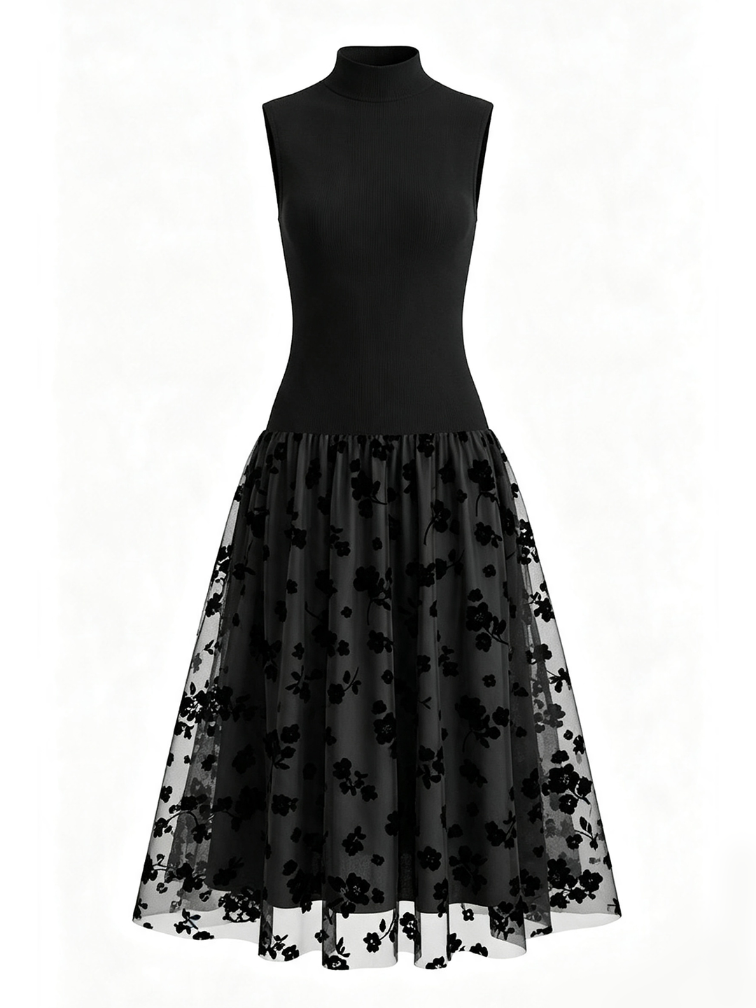 Addie | Flocked High-Neck Maxi Dress