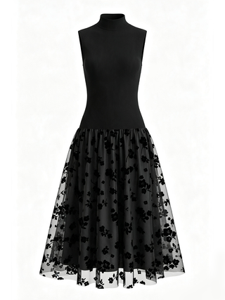 Addie | Flocked High-Neck Maxi Dress