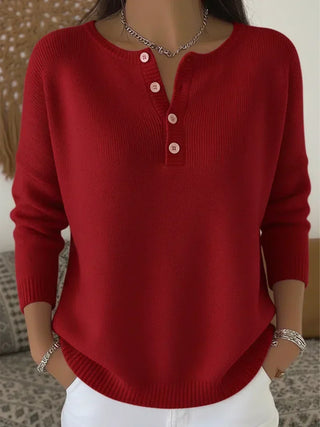 Helena™ | Henley Button-Up Knit Sweater