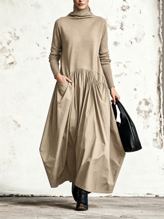 Ilaria | Oversized Turtleneck Maxi Dress with Pockets