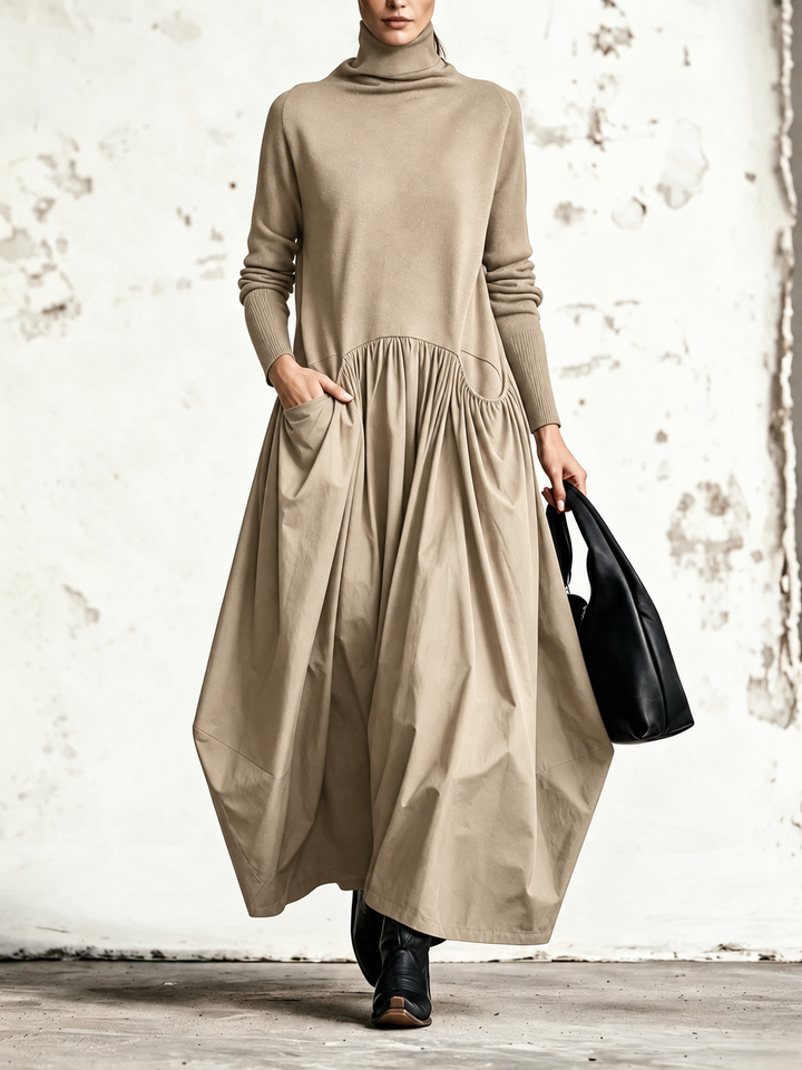 Ilaria | Oversized Turtleneck Maxi Dress with Pockets