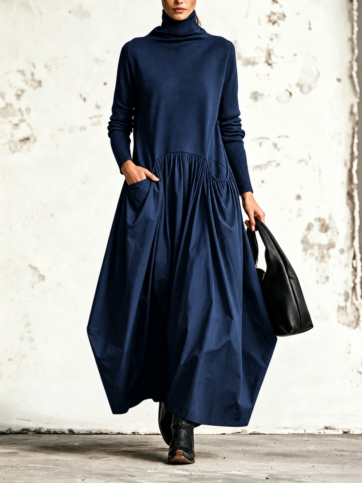Ilaria | Oversized Turtleneck Maxi Dress with Pockets