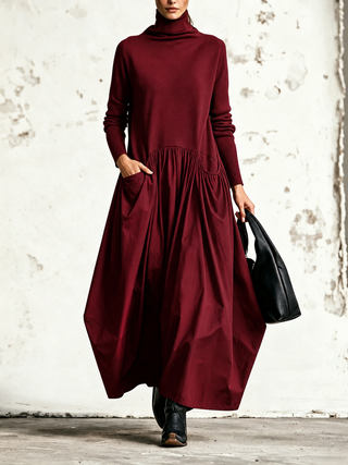 Ilaria | Oversized Turtleneck Maxi Dress with Pockets