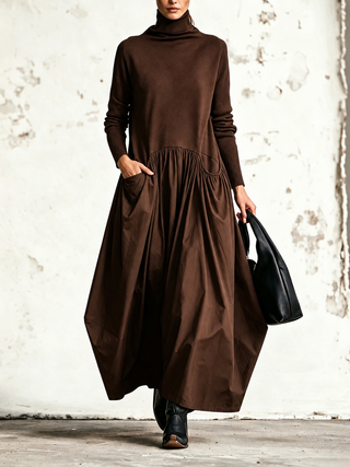 Ilaria | Oversized Turtleneck Maxi Dress with Pockets