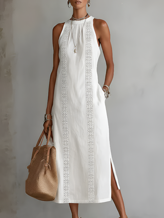 Jimena™ | Casual Embroidered Midi Dress with Mandarin Collar